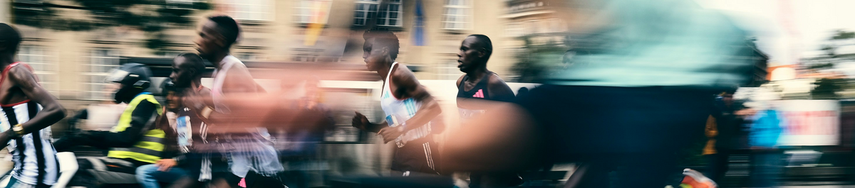 Marathon runners in motion