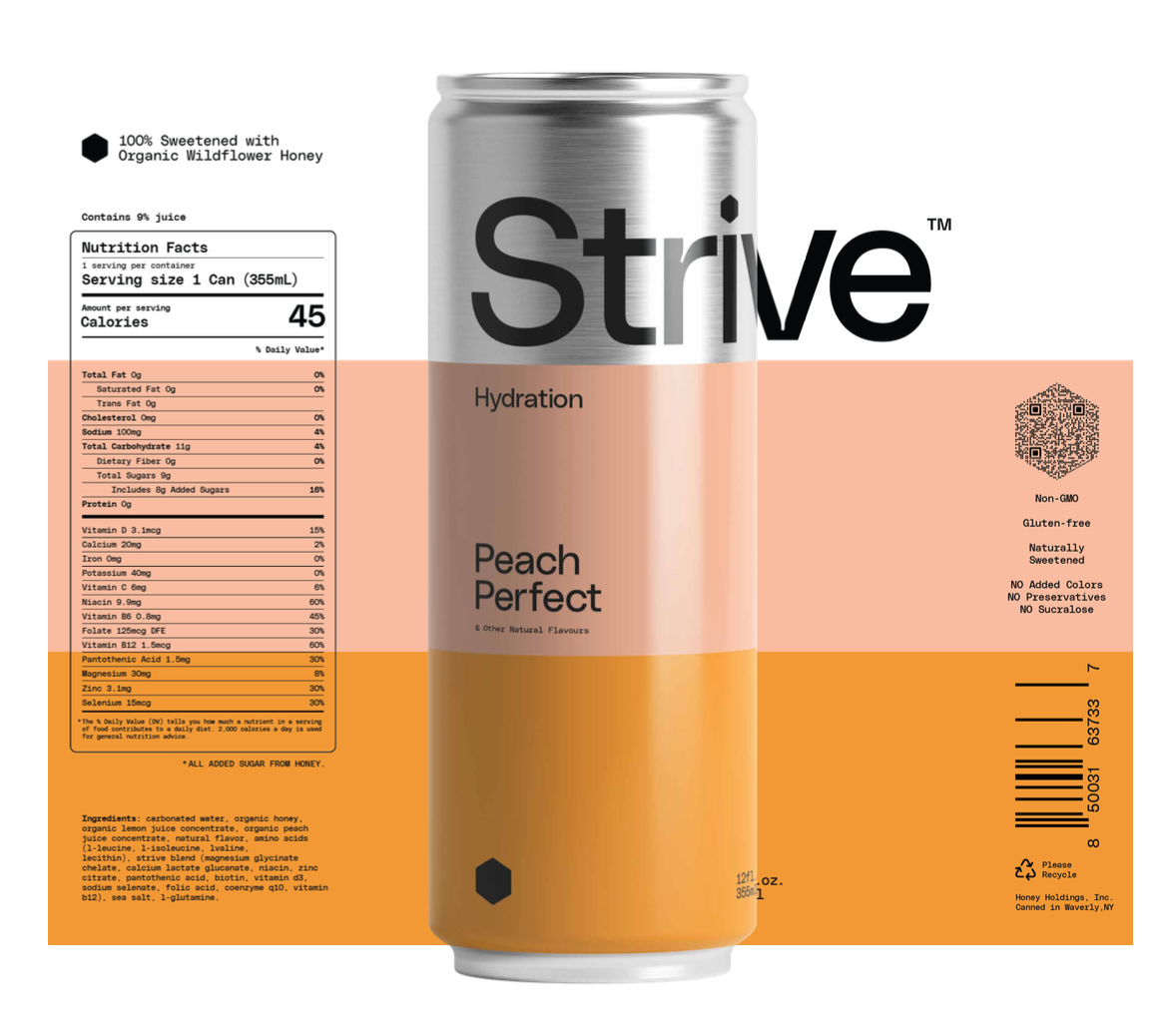 Strive Soda - Peach (12 pack) - STRIVE SODA